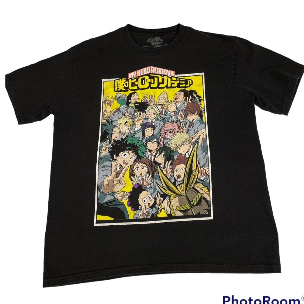 🦌 2 FOR $15-  Funimation: " My Hero Academia"  Black T-Shirt  Size Large